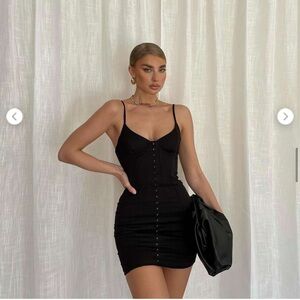 White fox corset mini dress